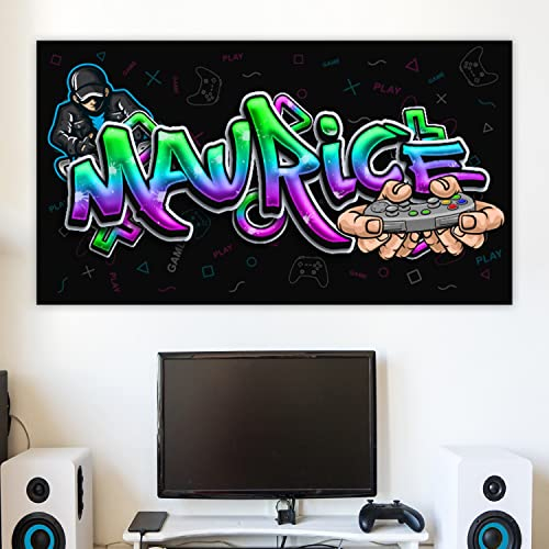 timalo Cooles Poster Gamer mit Namen Gaming Bild für Teenager Jungs und Mädchen Zimmer Graffiti Wandbild personalisiert poster1-Motiv10-B42xH30cm-a