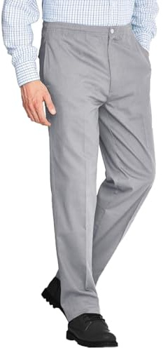 Mens Smart Rugby Trousers Fully Elasticated Stretch Waist Band with Draw Cord Comfortable Fit Wrinkle Resistant Lightweight Workwear Bottoms Straight Leg Casual Formal Work Flat Front Pants Size 30-48