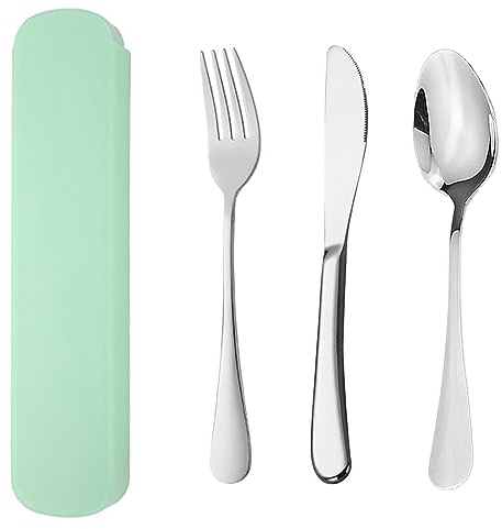 YUDANSI Stainless Steel Camping Cutlery Set, 3Pc Knife Fork Spoon for Outdoor Travel Picnic Office School, Portable Office School Lunch Box Stainless Steel Flatware,Outdoor Camping Travel Cutlery Set