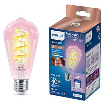 WiZ | Philips Smart WiFi Filament Klar ST64 RGB | E27 | 6,3 W | Vollfarbig