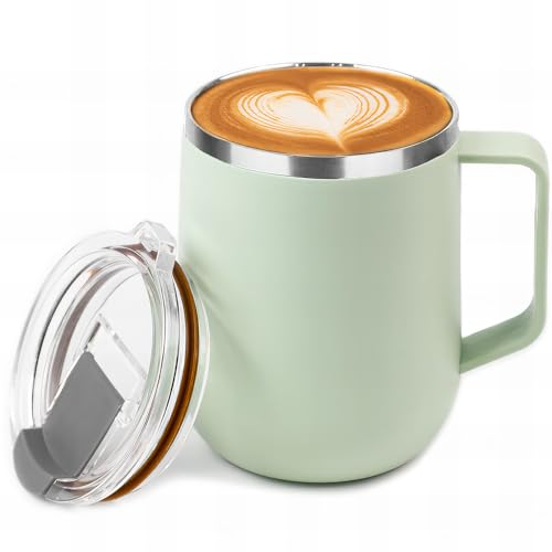 Bugucat Mug Isotherme 500 ML Avec Poignée - Tasse en Inox Pour Café, Thé, Eau, Boissons Chaudes et Froides - Thermos Pour Bureau et Camping