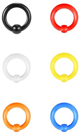 ZS 6 st pärlringar i fånget våraction BCR kulringar, 0G 2G 4G 6G 8G 12G PA ring, akryl näsa septum ringar piercade kroppssmycken för män kvinnor, Akryl Plast, Ingen ädelsten