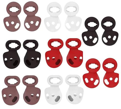BRIOTA 8 Paar Ohrstöpsel, Ersatz Silikon Ohrstöpsel, Silikon Ohrhörer Zubehör für Samsung Galaxy Buds Live (Rot + Braun + Schwarz + Weiß)