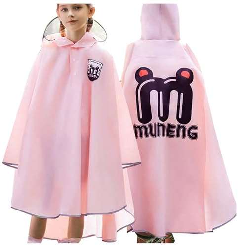 Générique Imperméable Enfants Capuche vêtements Pluie Dessins animés Poncho Scolaire imperméable résistant aux intempéries pour Enfants (10-12 Years)