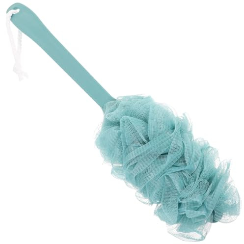 BEBEMOKO Cepillo de Baño de Mango Largo Azul Esponja de Malla Grande y Diseño Colgante para Limpieza Corporal Completa en Baño para Hombres y Mujeres Color Aleatorio