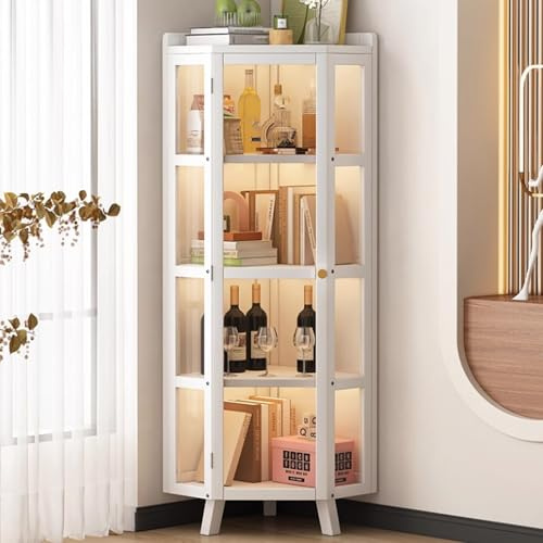 Meuble de rangement d'angle moderne – Vitrine haute en verre pour salon et bureau à domicile – Multifonctionnel pour trophées, objets de collection et articles de décoration