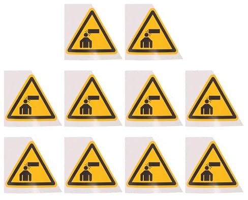 JECOMPRIS Lot De 10 Autocollants D'Avertissement « Attention À Votre Tête » Triangulaires Auto-Adhésifs Panneaux De Sécurité Pour Machines Et Équipements Prévention Des Collisions