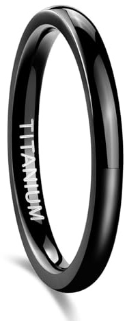 Grewod Anillos de Fiesta de Titanio para Hombre y Mujer, Liso Pulido 2mm Anillo de Matrimonio Joyas Talla 7-30