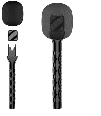 Soporte de micrófono de mano, 25,5 cm, negro, soporte inalámbrico Lav, adaptador de filtro ABS, reducción de ruido para grabación de entrevistas