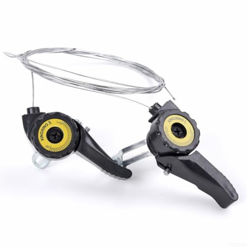 Bicycle Shifter Lever Set with Cable for Mountain Bike 15/18/21 Speed Trigger gears Index Controller Black Plastic Steel Components Pair(Black)