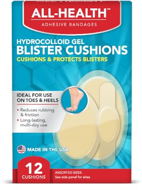 All Health Extreme Hydrocolloid Gel Blister Cushion Bandages, Assorted Sizes Variety Pack, 12 ct | Protection Against Rubbing and Friction for Blisters