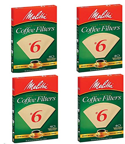 Melitta FBA USA Inc 626412#6 Natural Brown Cone Coffee Filters 40 Count - 4 pack