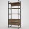 4203 Scala Bücherregal Raumteiler Aufbewahrungsregal Standregal modern, 5 Ablagefächer mit Türen, Walnuss,Holz und Metall, 82 x 180 x 35 cm