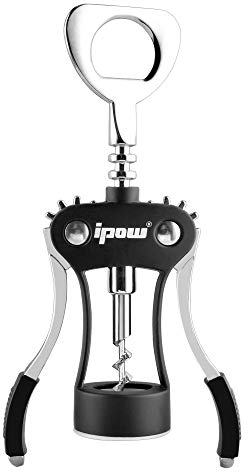 Ipow Winged Korkenzieher, Flaschenöffner Multifunktions Wein öffner aus Zinklegierung Schwarz