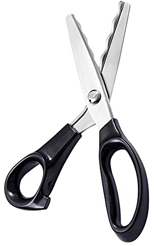 Pinking Shears, professionale in acciaio INOX con manico da sartoria cucito artigianale comoda impugnatura seghettata smerlato forbici per tessuto, da sartoria, cucito Arts Craft Tailor Scalloped 18mm