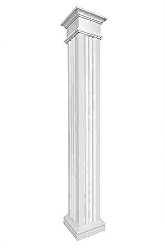 PRESTIGE DECOR Säulen und Halbsäulen eckig teils kanneliert in 3 Größen, Fassadenstuck außen (Set 3 - Größe S geschlossen) Säule Deko Wohnzimmer weiß