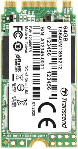 Transcend MTS552T2 64GB intern M.2 PCIe NVMe SSD 2242 SATA 6Gb/s Retail TS64GMTS552T2