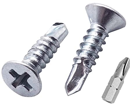 Confezione da 100 viti DIN 7504 P in acciaio zincato da 3,5 x 13 mm, viti autoperforanti per lamiera, testa svasata Phillips (PH), autofilettanti (100, 3,5 x 13 mm)