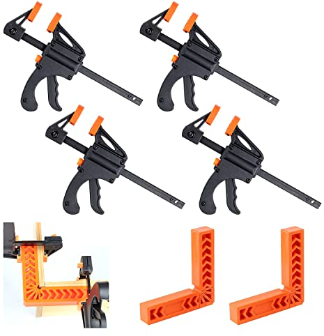 JINTANG 4 PCS Mini Einhandzwingen,Schnellspannzwinge set Schraubzwingen Spanner Spannweite Spannkraft 11kg Geeignet für die Montage, Demontage und Reparatur von Holz, Holzprodukten, Möbeln