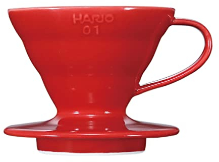 Hario V60 Ceramic Coffee Dripper Pour Over Cone Coffee Maker Size 01, Red