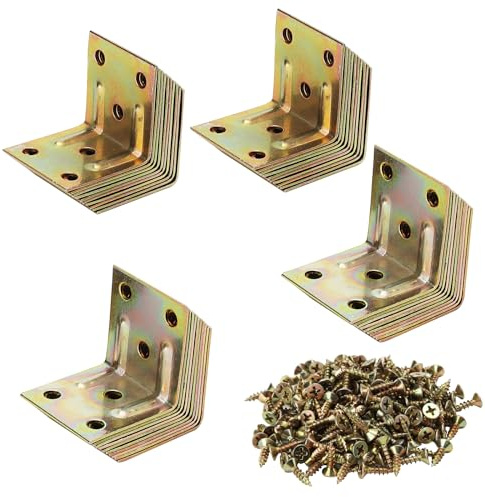KEILEOHO 40 st 30 x 30 x 29 mm hörnstag med skruvar, metallstål L-formade fästen, höger vinkel L-fäste för möbler träskåp hyllor
