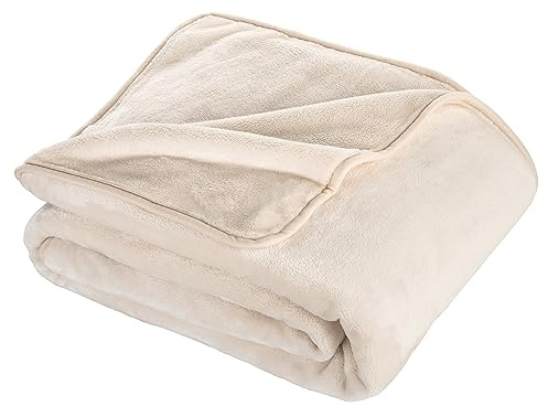 Moon - Coperta cashmere Feeling – realizzata con materiali riciclati – Coperta ca. 150 x 200 cm – qualità extra pesante circa 500 g/m² – beige