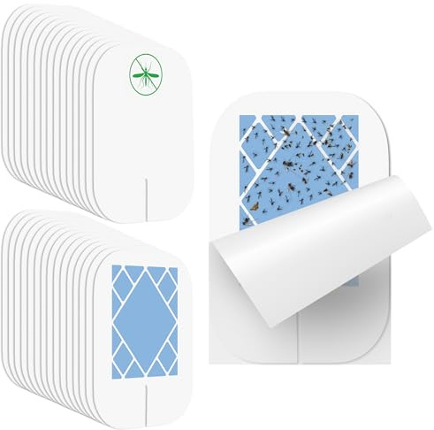 Qualirey 30-pack flygande insektsfälla, påfyllning, kompatibel med VEYOFLY flugfälla VF01, limbräda, insektsfångare, ersättande klibbiga limkort för insektsinsekt, mygg, get, frukt, flugfällor