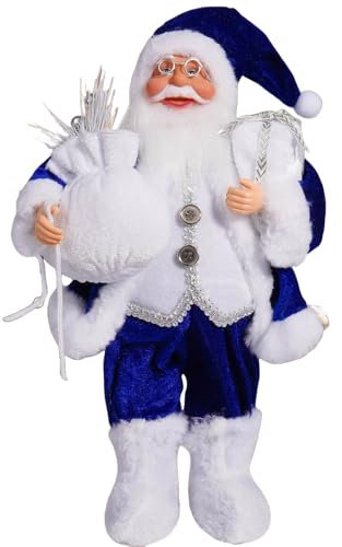 BaronHong 8 Zoll Chef-Weihnachtsmann-Figuren, Frohe Weihnachten, Deko-Figur, Schreibtisch-Ornamente, Puppen-Tischdeko, Sammlerstatuen (blau, M)