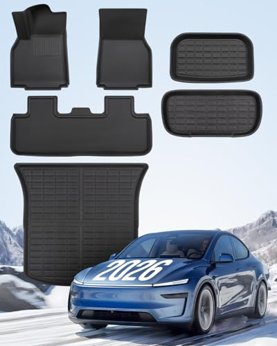 TAPTES Golvmattor för 2025 2026 Juniper Premium/Performance Allvädersgolvmattor Tillbehör för Modell Y 2026 New Standard, allväder bagagemattor och golvmatta för Tesla Model Y