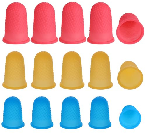 Ptwola 15 st gummifinger fingerborgar varmlim fingerskydd skydd skydd återanvändbara silikon skyddsdynor grepp fingertopp för pappersarbete skärning hantverk broderi sömnad skärning sortering uppgift