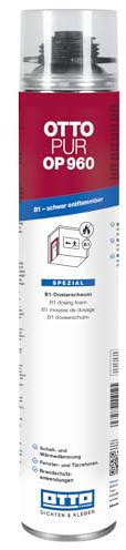 12 x OTTO-PUR OP960 750 ml brandskyddsskum B1-doseringsskum, pistolskum, monteringsskum för fyllning, isolering och isolering, byggskum, ljudisoleringsskum, 60 dB för skumpistoler