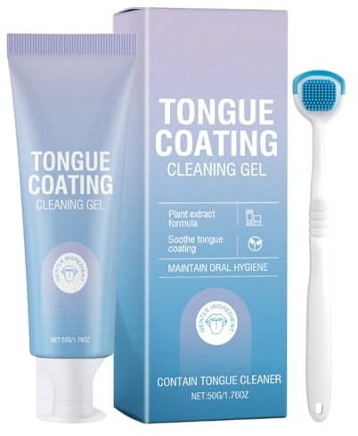 Gel nettoyant pour langue, pâte de soin avec outil racloir, désodorisant d' apaisant, kit d'hygiène ergonomique pour adultes, gencives sensibles, dents, usage quotidien, voyage, maison et plus
