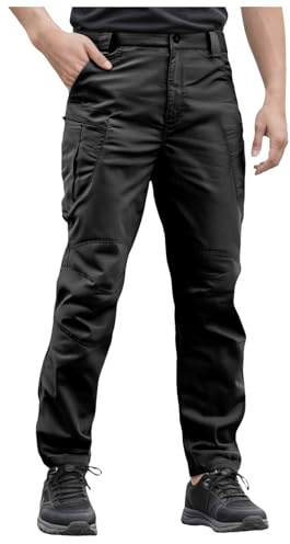 Stretch Work Trousers Mens Waterproof Camouflage Work Pants Lightweight Rip Stop Combat Cargo Trousers with Multi Pocket for Walking, Trekking, Hunting, Climbing (M)