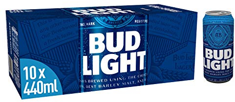 Bud Light Lager Beer Can, 10 x 440ml