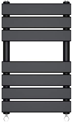 NRG 650x400mm Designer Flat Panel Heated Towel Rail Black Bathroom Radiator