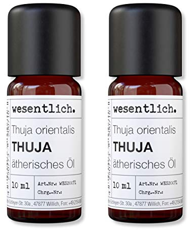 wesentlich. Thuja Öl - ätherisches Öl - 100% naturrein (Glasflasche) - u.a. für Duftlampe und Diffuser (2x10ml)