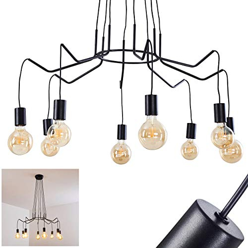 Hängelampe Cuyama, moderne Pendelleuchte aus Metall in Schwarz, 8-flammig, 8 x E27, Hängeleuchte höhenverstellbar, ohne Leuchtmittel