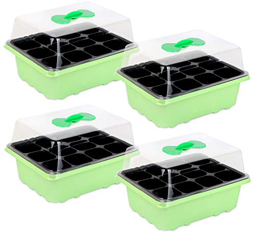 Schramm® Zimmergewächshaus ca. 19x15x7cm Anzuchtkasten 1, 2 oder 4 Stück Mini Gewächshaus Anzuchtset Anzuchtschale mit Deckel und Belüftung, Anzahl:4 Stück