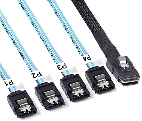 ADCAUDX Cavo da Mini SAS a SATA: 0,5 m SFF-8087 a SATA Forward Breakout Cable SFF8087 SAS Controller a disco rigido (1,6 piedi)