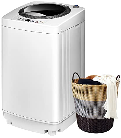 COSTWAY Portable Washing Machine, 8Lbs Capacity Full-automatic Washer with 6 Wash Programs, LED Display, 3 Water Levels, Compact Laundry Washer and Dryer Combo for Home, Apartment, Dorm, RVs