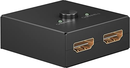 goobay 58485 HDMI Switch 2 in 1 Out / 4K bei 30Hz (2160p) HDMI Verteiler/HDMI 1.4 Umschaltbox für PS4, PS5, Laptops oder Monitore, Schwarz