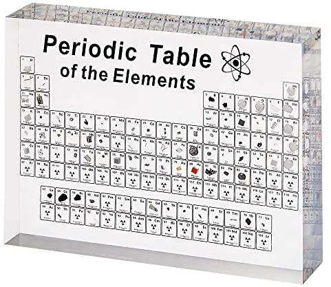 SnyBoo Tableau Périodique Avec Éléments Réels - 83 Éléments en Acrylique - Cadeau pour Étudiant et Chimiste