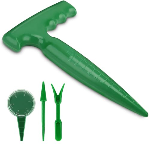 Milifox 4pcs Plantador de Bulbos - Herramienta de Trasplante para Flores - Juego de Sembradora Manual - Herramienta de Siembra Ideal para Verduras