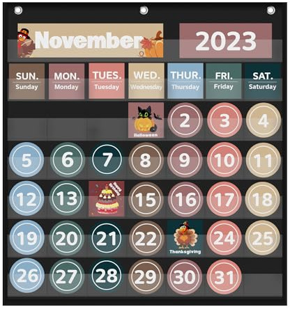 Boczif Classroom Graphic Pocket Monthly Calendar (Black)