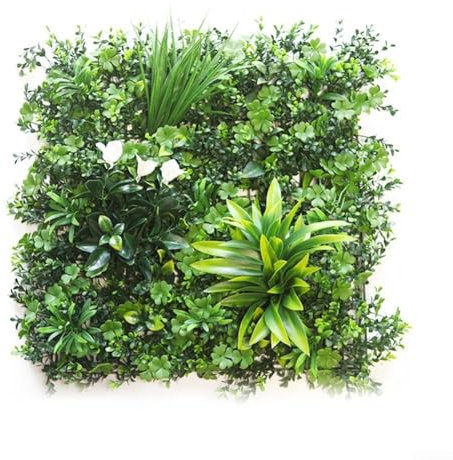 Paneles de pared de flores artificiales, paneles de plantas de seto artificial, paneles de pared de plantas de hierba, valla de pared verde, para decoración del hogar en interiores o exteriores (B)