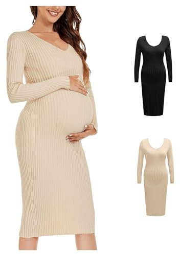Femme Robe Pull Hiver Chaud Confortable De Maternité Femme BéBé Allaitant Enceinte Grossesse Robe Tricot Manche Longues Grand Taille Dress