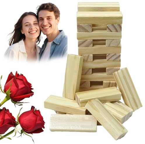 TSFGDYL 48 Pcs Wooden Tumble Tower Game, Party Night Blocks, Stacking Block, Couple Night Classic Date Ideas