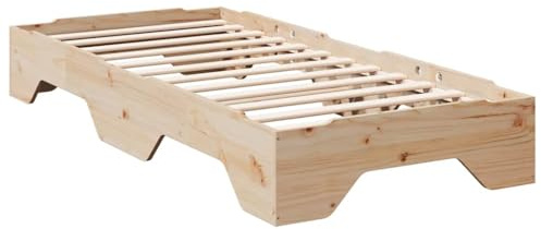vidaXL Cadre de lit sans Matelas empilable 90x190 cm Bois Massif, lit empilable, Meuble de Chambre, lit en Bois, lit Simple empilable, sommier