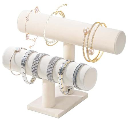 Ksvaye Porta Bracciali Espositore Porta Braccialetti in Velluto di T, 2 Livelli Espositore Gioielli Per Gioielli,Orologi e Collane per Organizzare e Organizzare