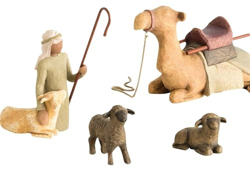 Belén Navidad con Figuras, Figuras Belén Resina, Nacimiento Belen Navidad,Navidad Moderno con Figuras, Juego Figuras Belén Resina, Figuras Navidad, Nacimiento Sagrada Familia, Decoración (C-4 Piezas)